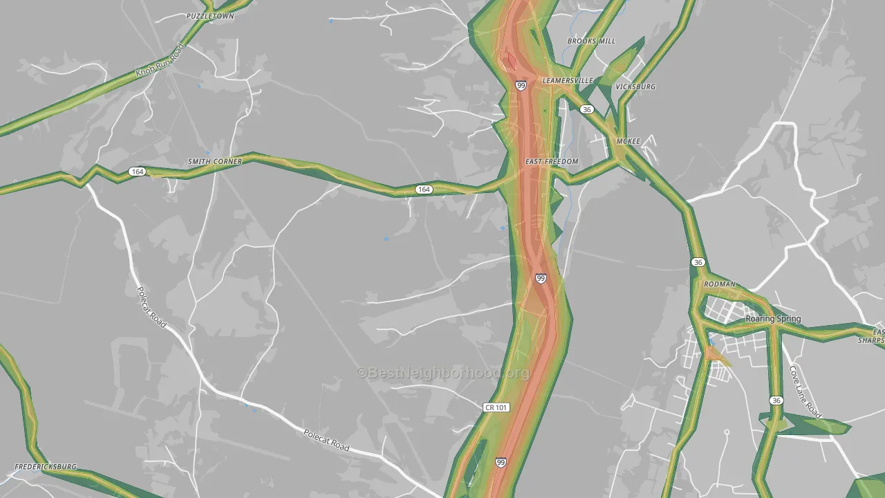 East Freedom, PA Map of Noise Levels in East Freedom