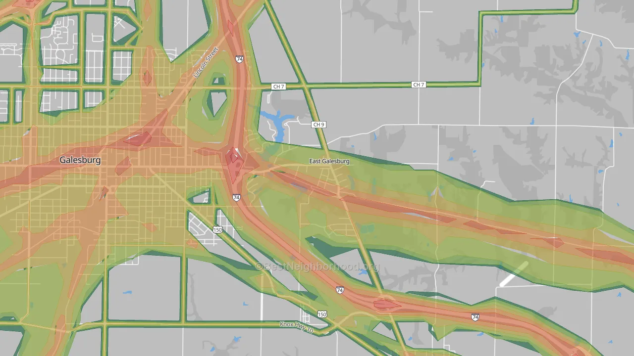 East Galesburg, IL Map of Noise Levels in East Galesburg