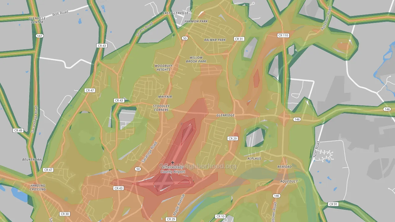 East Glenville, NY Map of Noise Levels in East Glenville