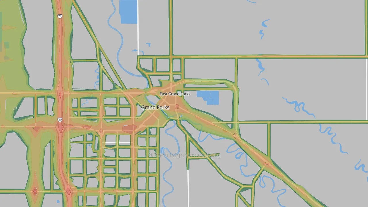 East Grand Forks, MN Map of Noise Levels in East Grand Forks