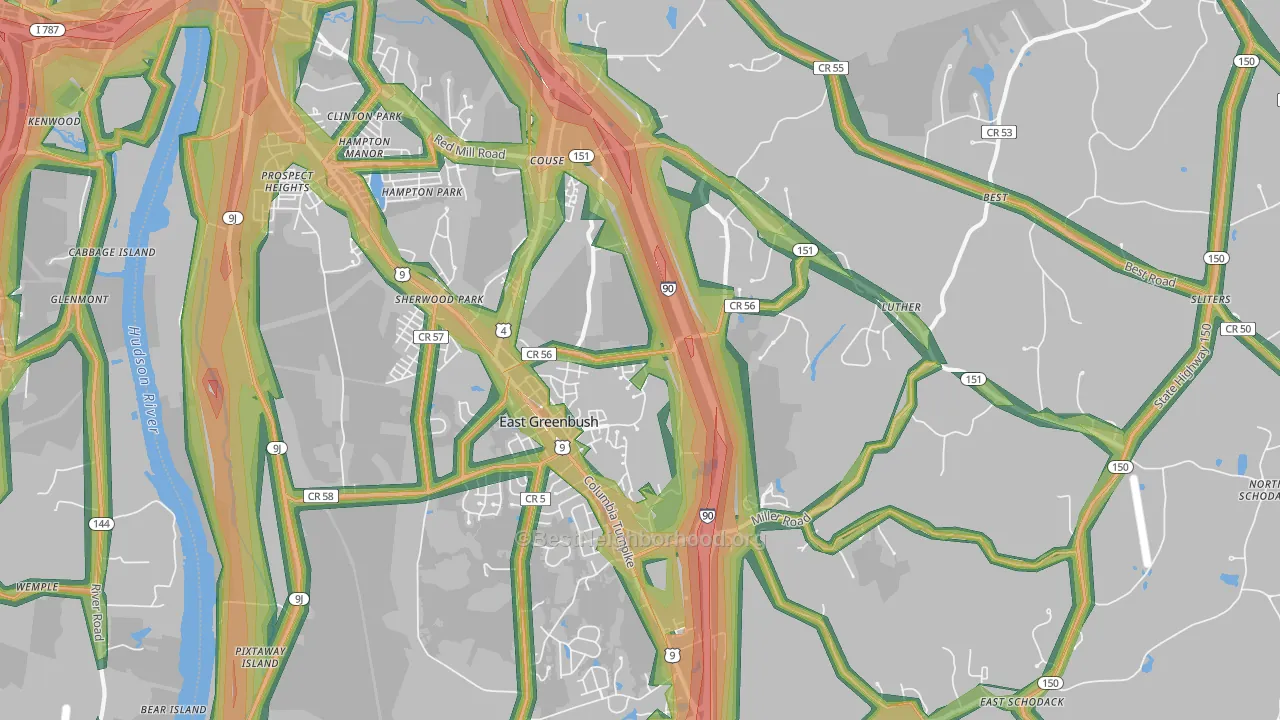 East Greenbush, NY Map of Noise Levels in East Greenbush