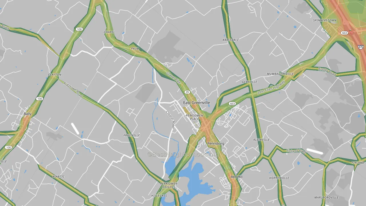 East Greenville, PA Map of Noise Levels in East Greenville
