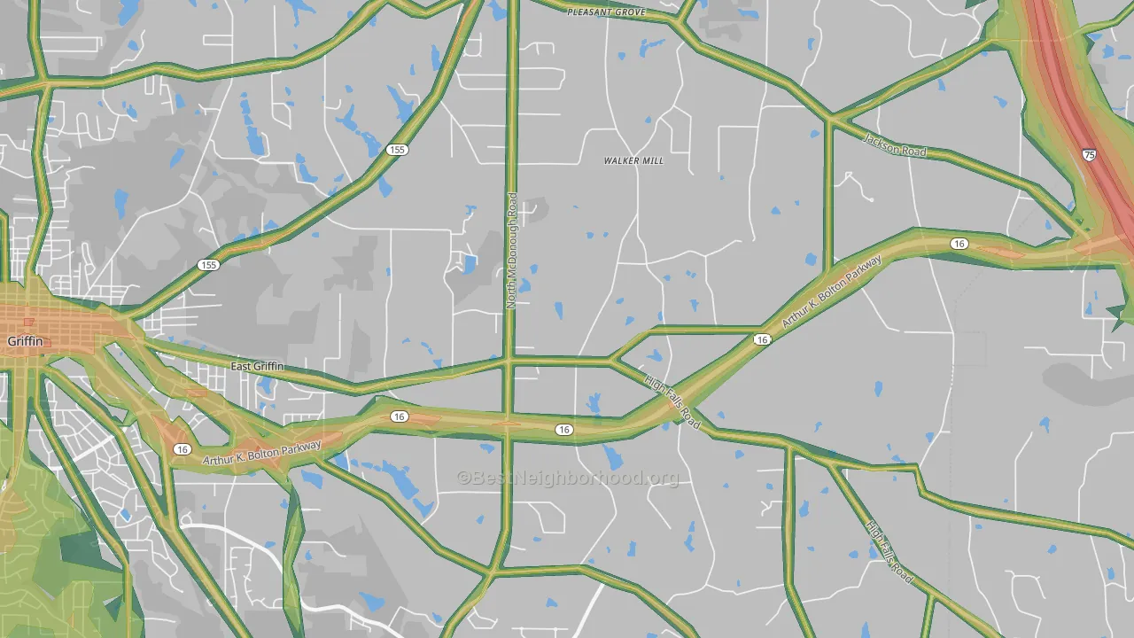 East Griffin, GA Map of Noise Levels in East Griffin