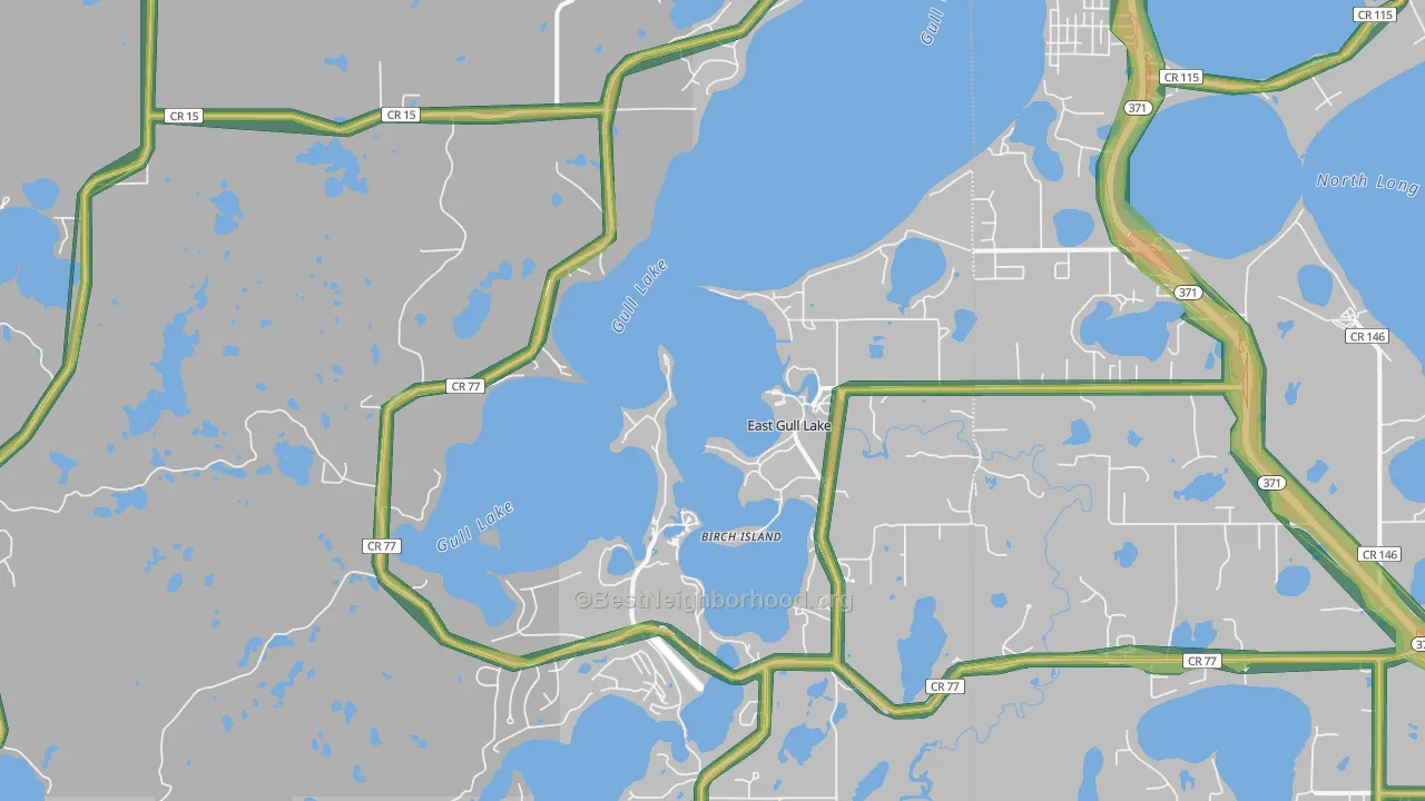 East Gull Lake, MN Map of Noise Levels in East Gull Lake