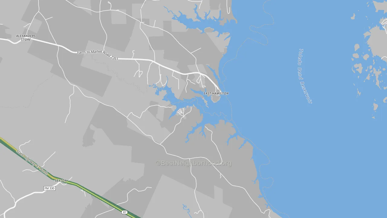 East Hamilton, TX Map of Noise Levels in East Hamilton