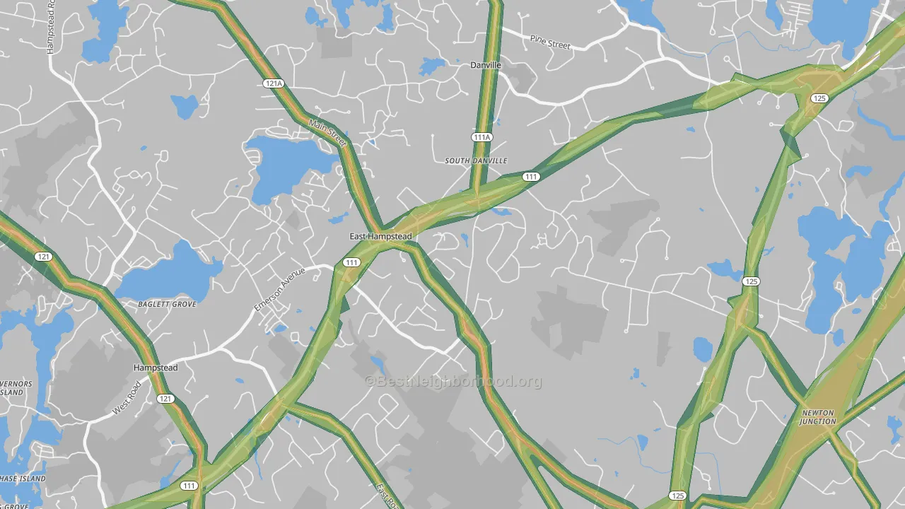 East Hampstead, NH Map of Noise Levels in East Hampstead
