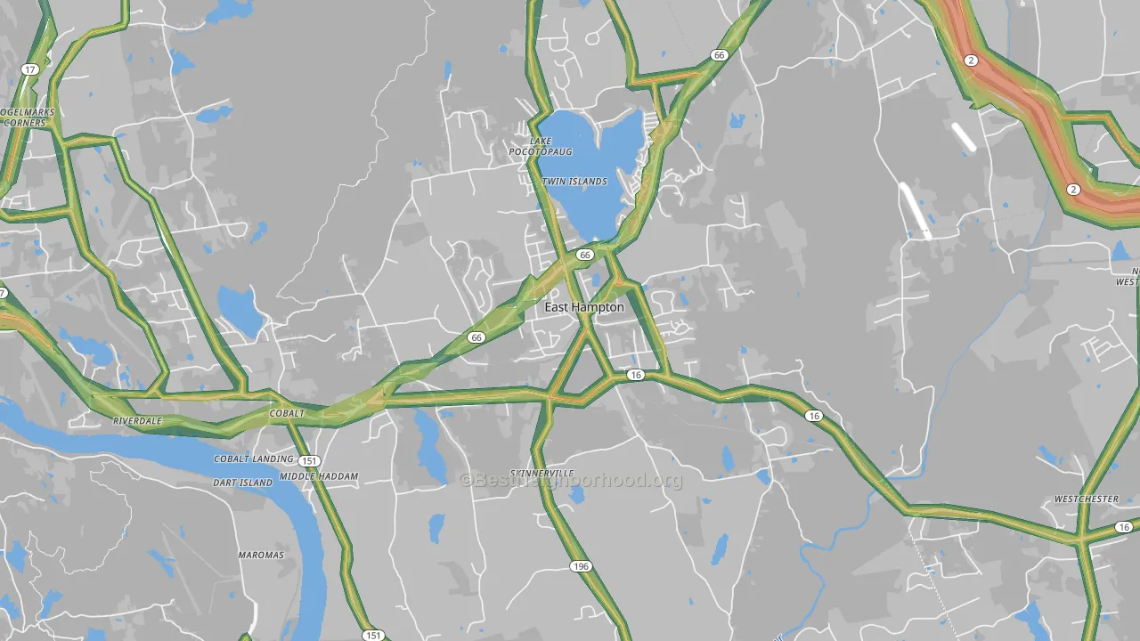 East Hampton, CT Map of Noise Levels in East Hampton