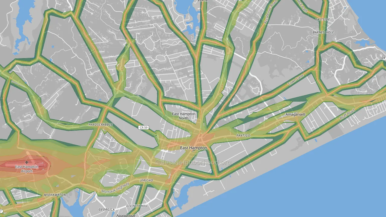 East Hampton North, NY Map of Noise Levels in East Hampton North