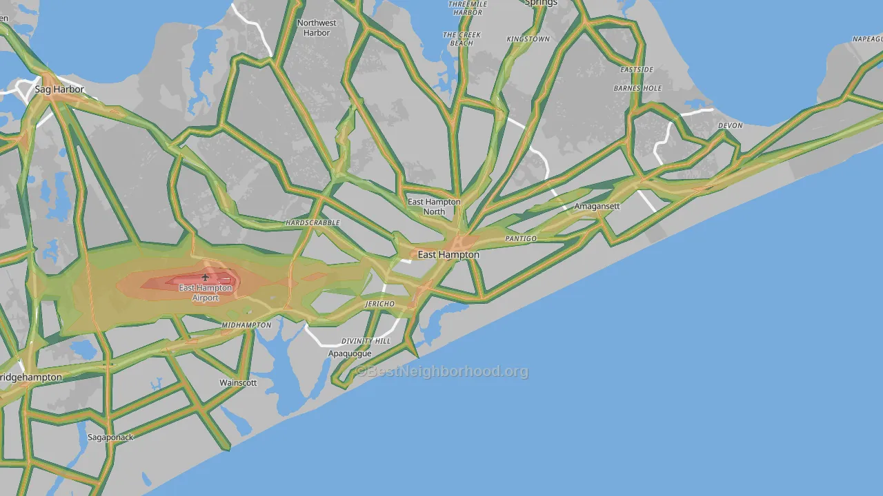 East Hampton, NY Map of Noise Levels in East Hampton