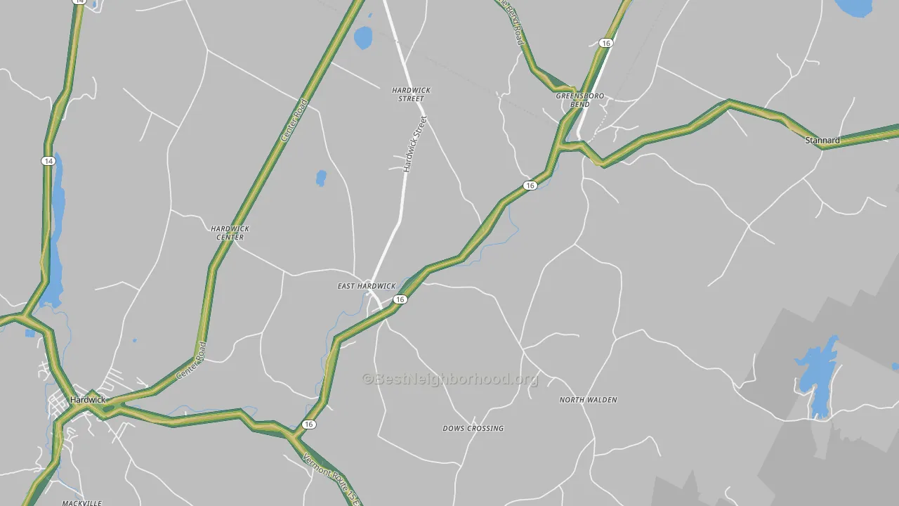 East Hardwick, VT Map of Noise Levels in East Hardwick