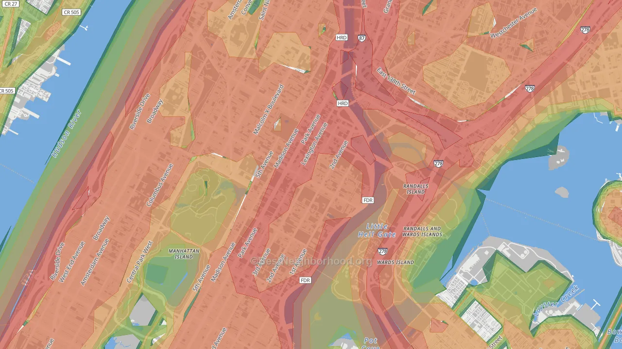 East Harlem, Manhattan, NY Map of Noise Levels in East Harlem