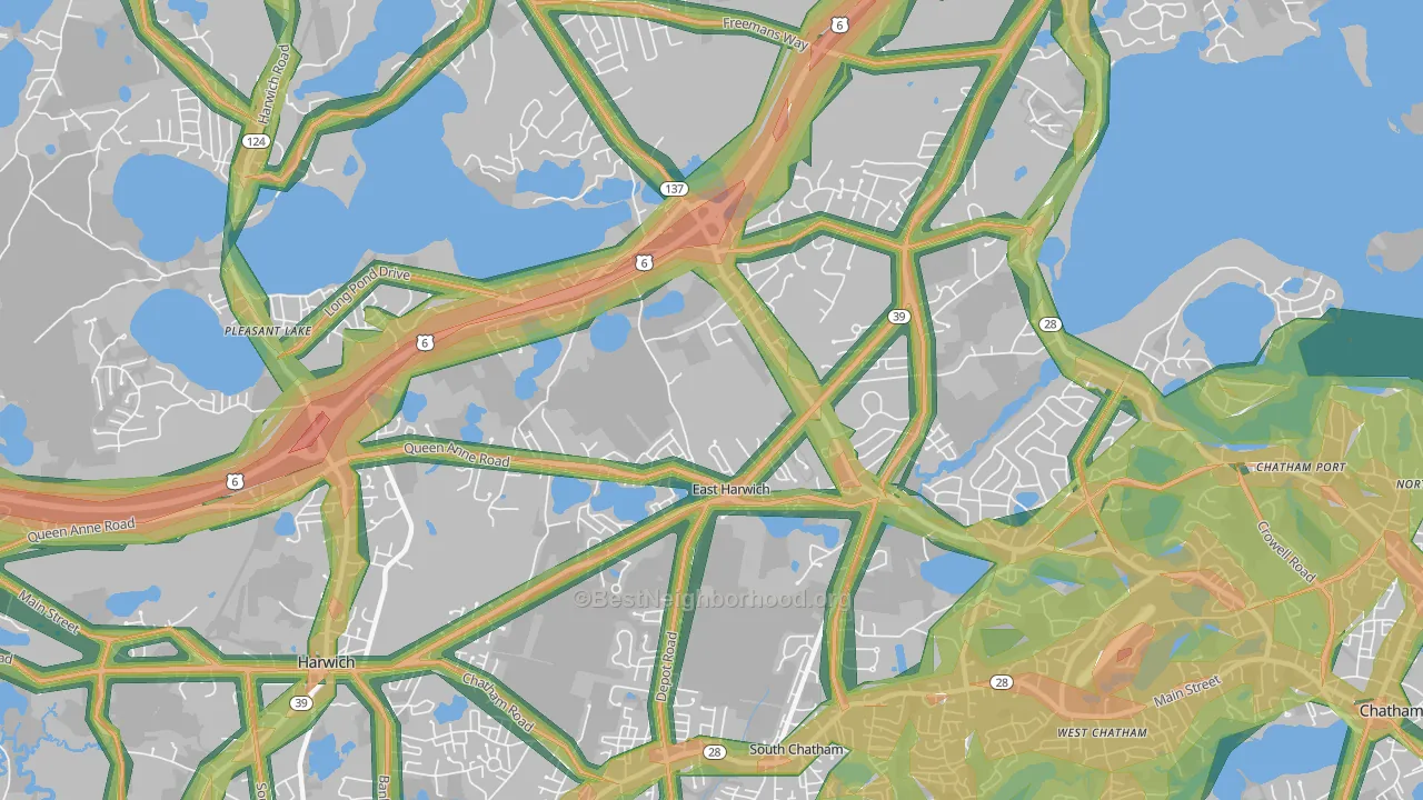 East Harwich, MA Map of Noise Levels in East Harwich