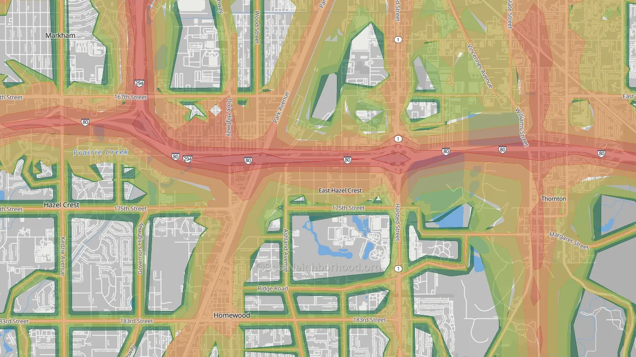 East Hazel Crest, IL Map of Noise Levels in East Hazel Crest