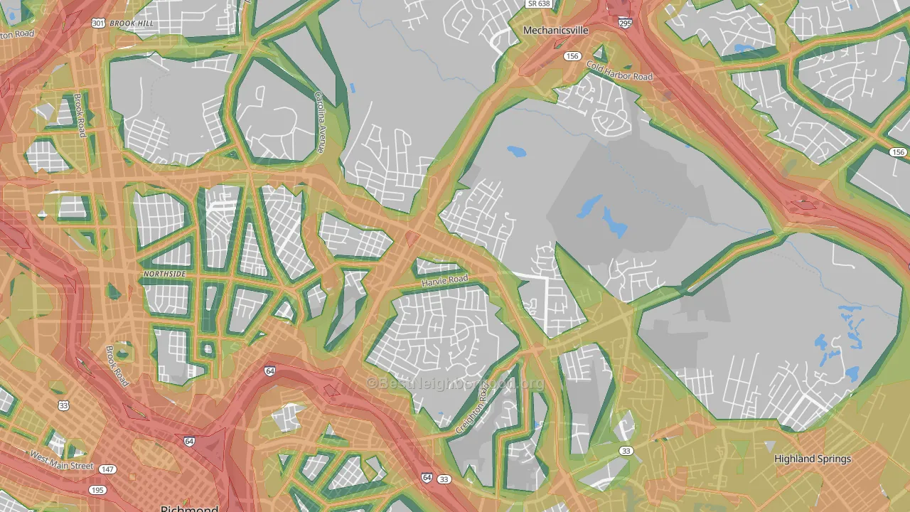 East Highland Park, VA Map of Noise Levels in East Highland Park