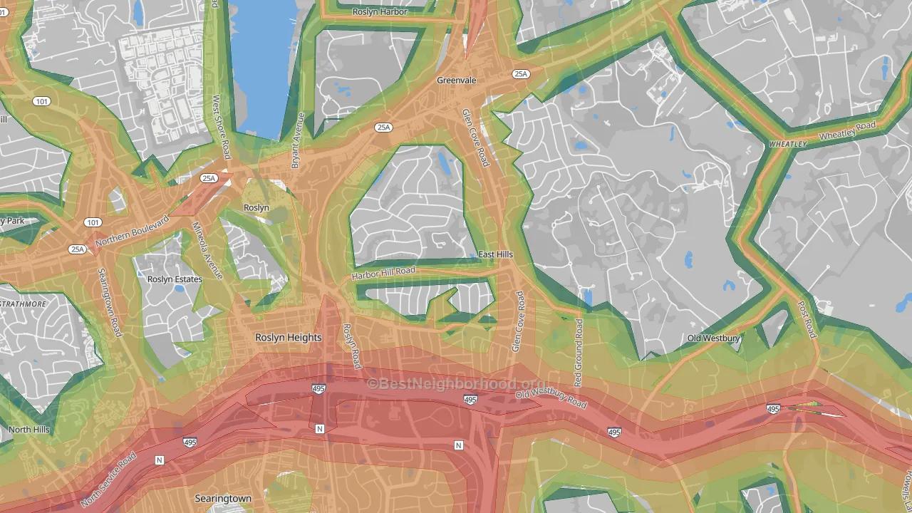 East Hills, NY Map of Noise Levels in East Hills