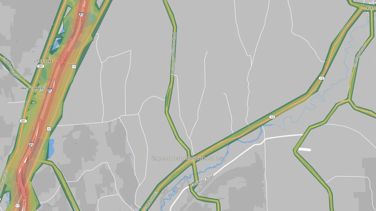 East Homer, NY Map of Noise Levels in East Homer