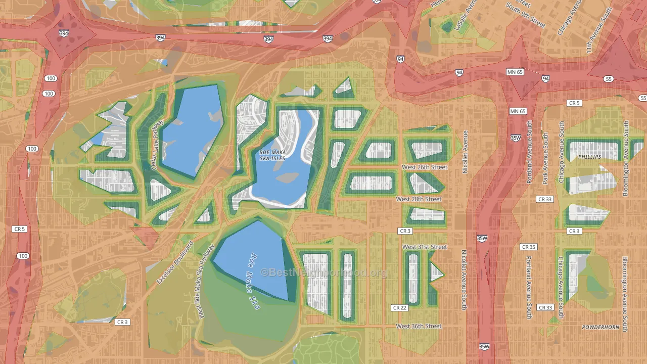 East Isles, Minneapolis, MN Map of Noise Levels in East Isles