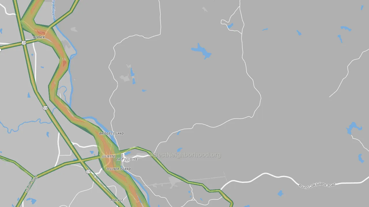 East Juliette, GA Map of Noise Levels in East Juliette