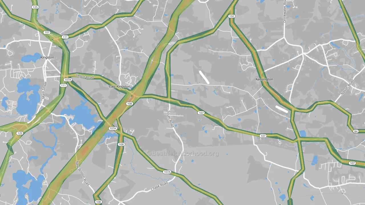 East Kingston, NH Map of Noise Levels in East Kingston