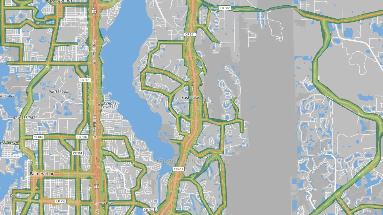 East Lake, FL Map of Noise Levels in East Lake