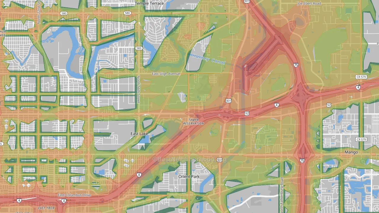 East Lake-Orient Park, FL Map of Noise Levels in East Lake-Orient Park