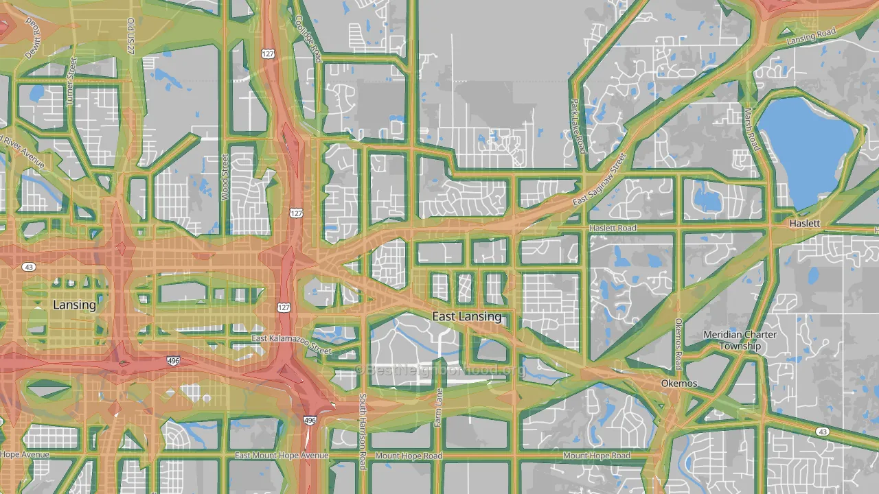 East Lansing, MI Map of Noise Levels in East Lansing