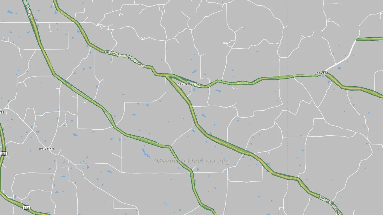 East Lincoln, MS Map of Noise Levels in East Lincoln