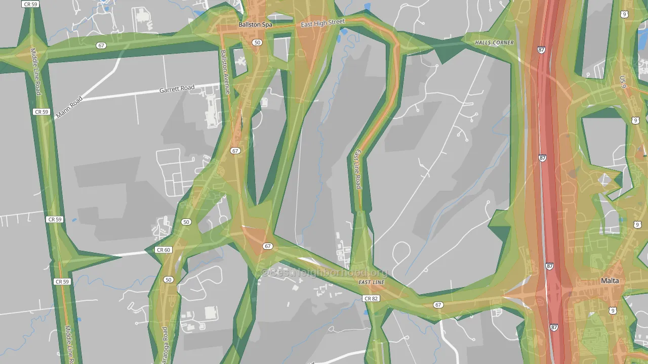 East Line, NY Map of Noise Levels in East Line