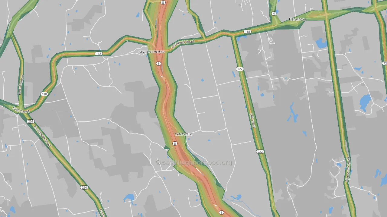 East Litchfield, CT Map of Noise Levels in East Litchfield