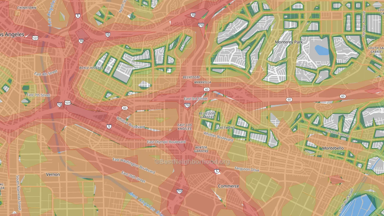 East Los Angeles, CA Map of Noise Levels in East Los Angeles