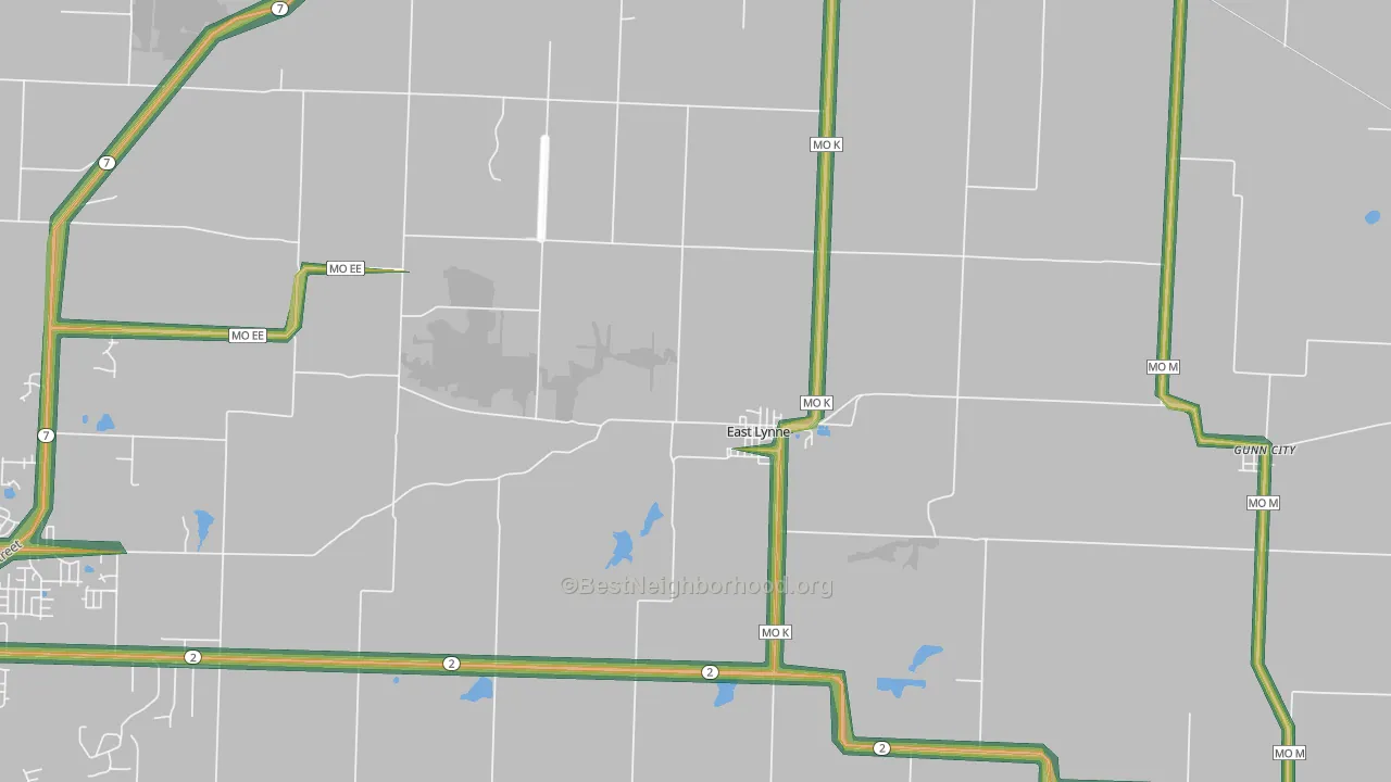 East Lynne, MO Map of Noise Levels in East Lynne