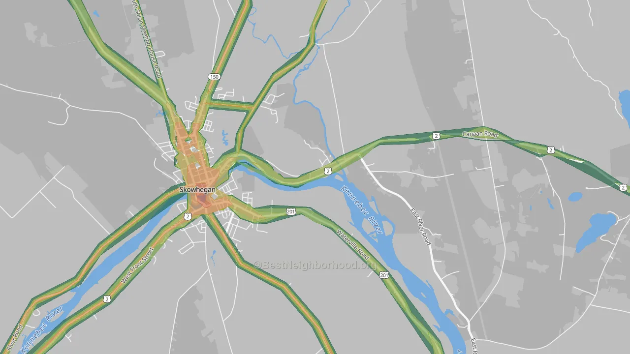 East Madison, ME Map of Noise Levels in East Madison