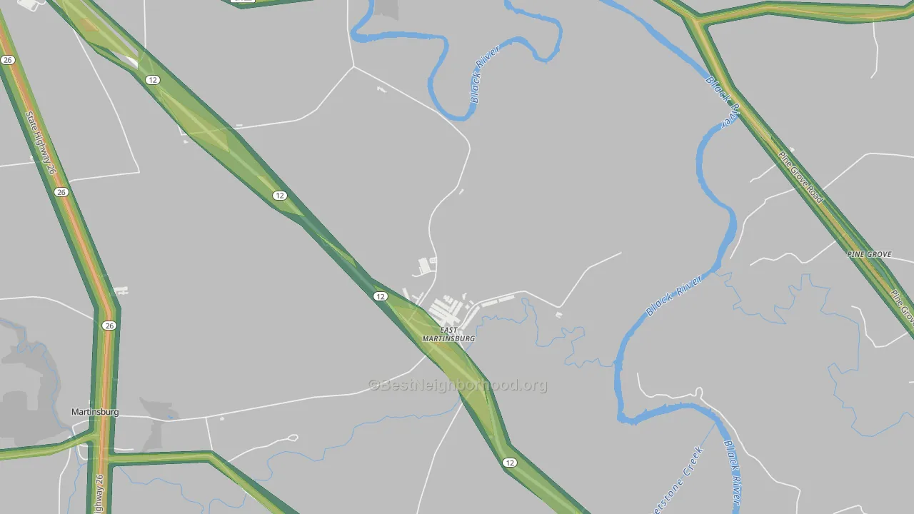 East Martinsburg, NY Map of Noise Levels in East Martinsburg