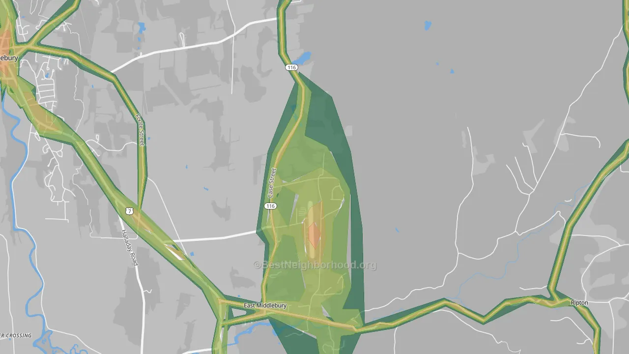 East Middlebury, VT Map of Noise Levels in East Middlebury