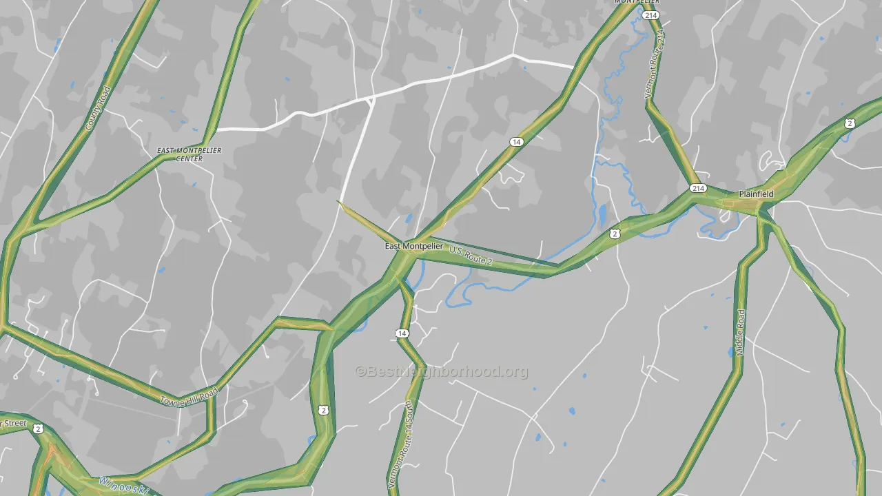 East Montpelier, VT Map of Noise Levels in East Montpelier