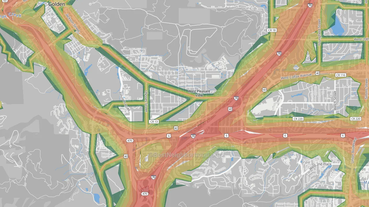 East Old Golden Road, West Pleasant View, CO Map of Noise Levels in East Old Golden Road