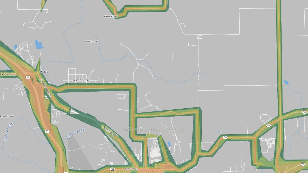 East Oolitic, IN Map of Noise Levels in East Oolitic