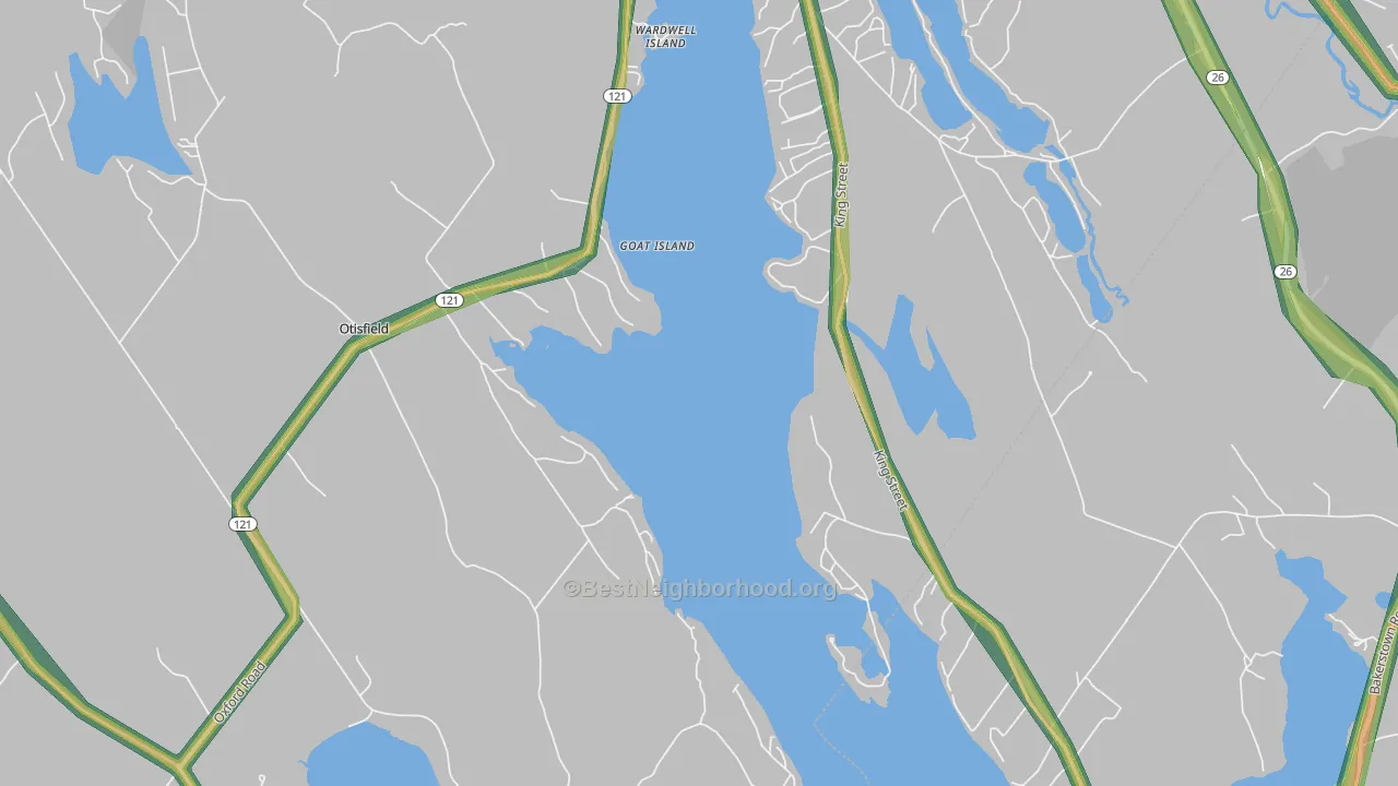 East Otisfield, ME Map of Noise Levels in East Otisfield