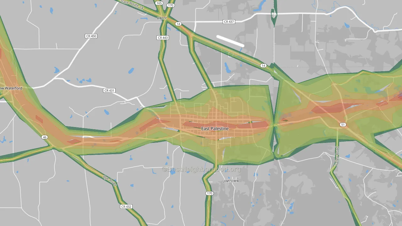 East Palestine, OH Map of Noise Levels in East Palestine