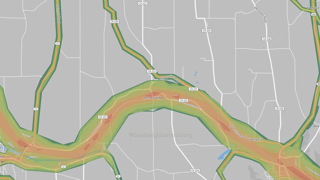 East Palmyra, NY Map of Noise Levels in East Palmyra