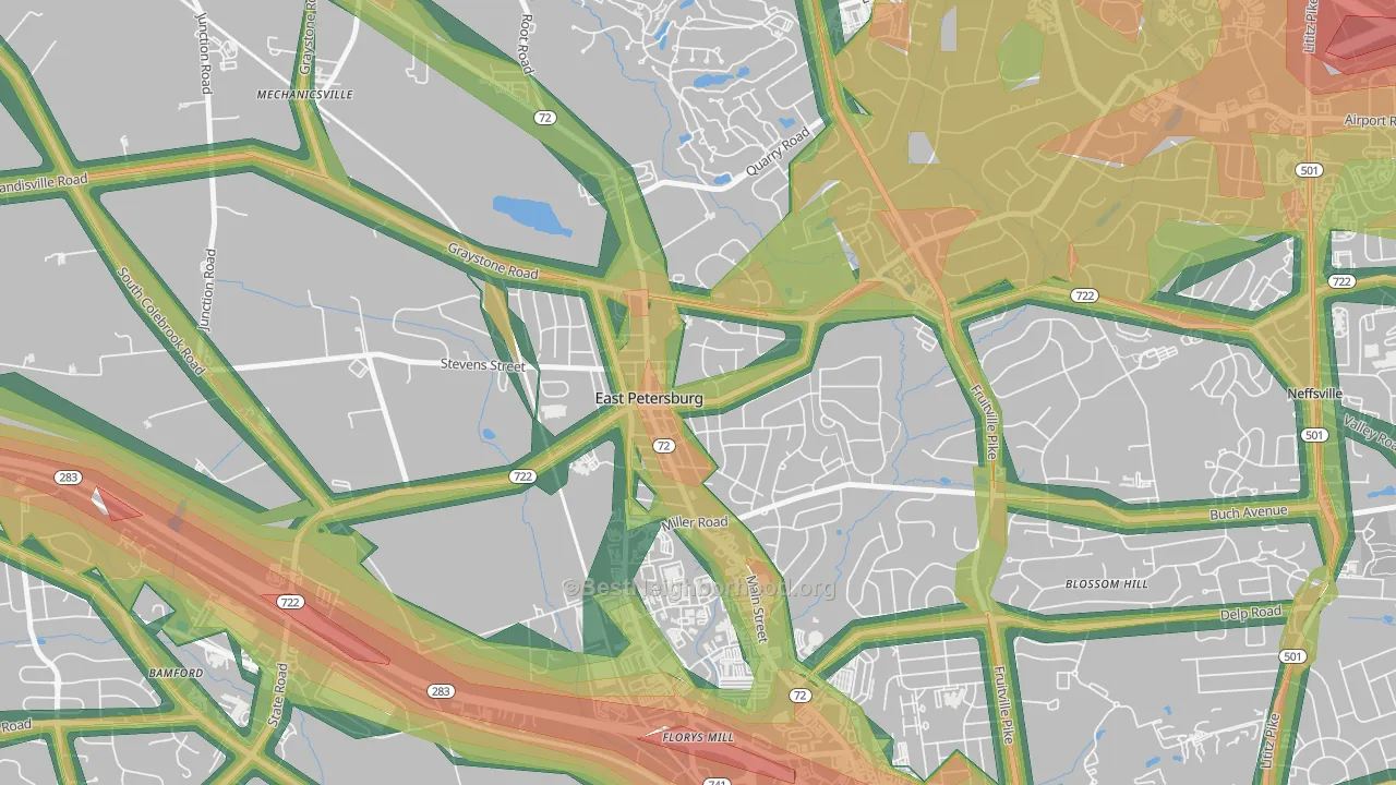 East Petersburg, PA Map of Noise Levels in East Petersburg
