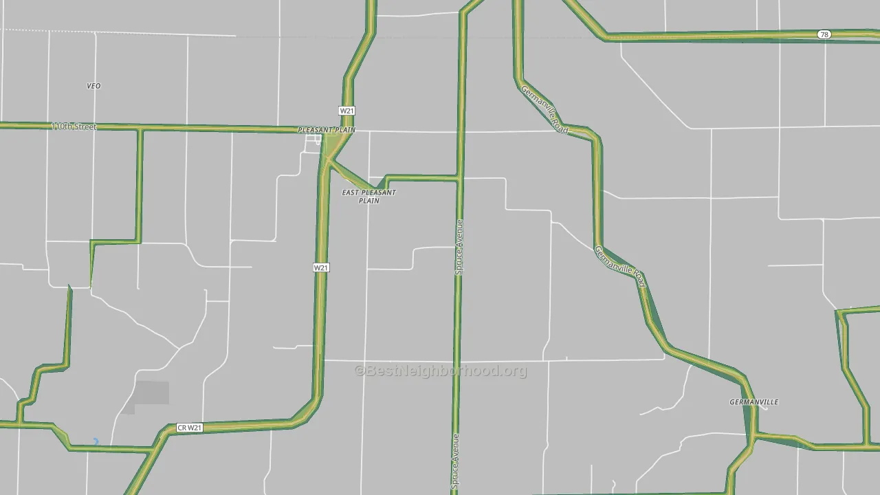 East Pleasant Plain, IA Map of Noise Levels in East Pleasant Plain