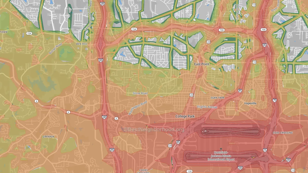 East Point, GA Map of Noise Levels in East Point