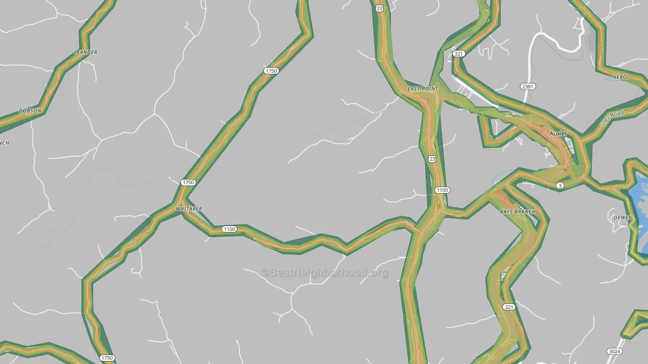 East Point, KY Map of Noise Levels in East Point
