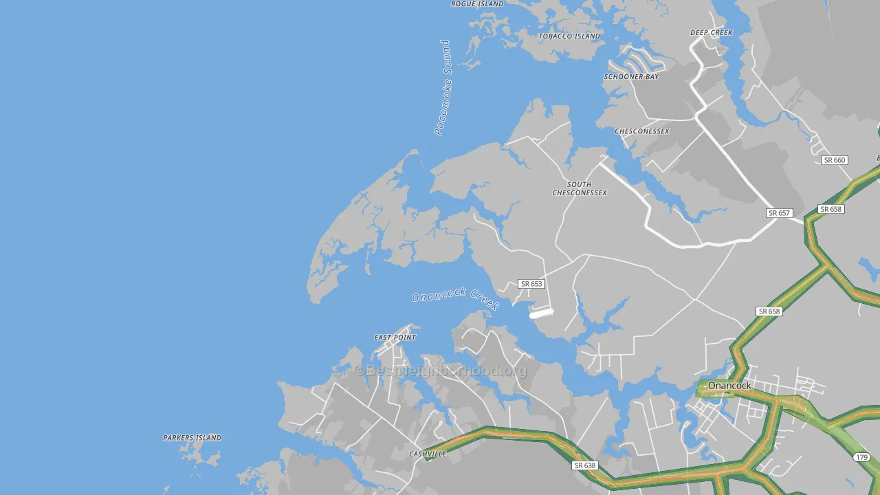 East Point, VA Map of Noise Levels in East Point