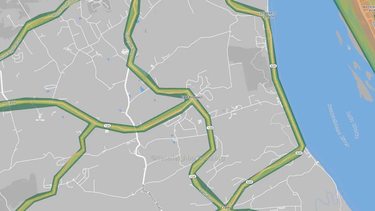 East Prospect, PA Map of Noise Levels in East Prospect