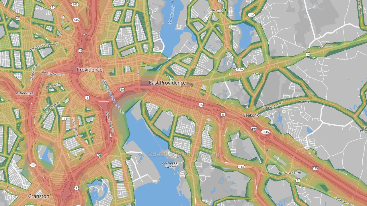 East Providence, RI Map of Noise Levels in East Providence