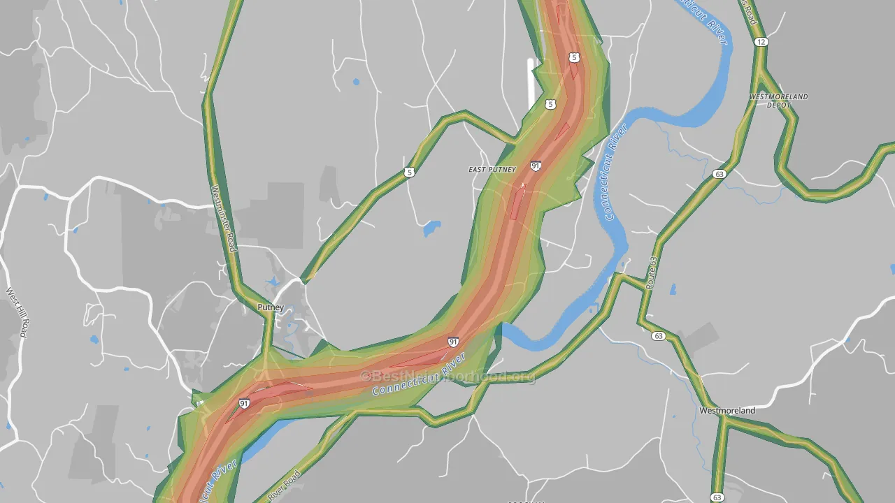 East Putney, VT Map of Noise Levels in East Putney