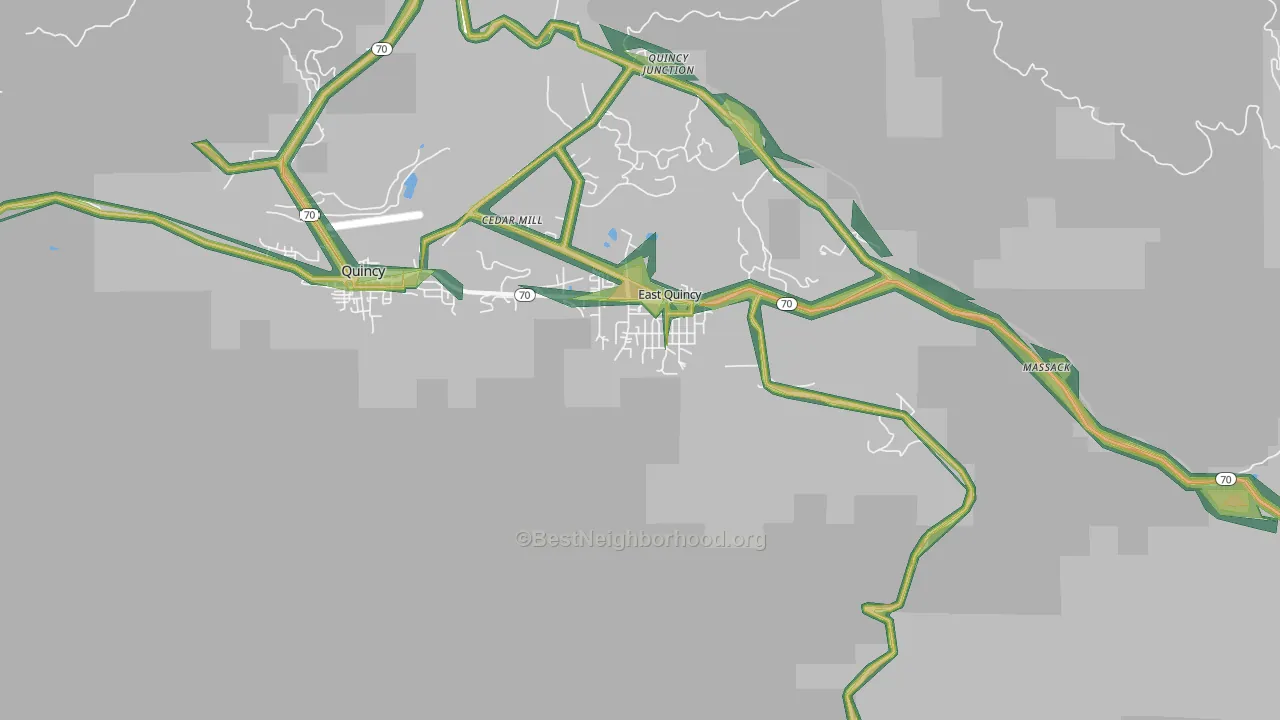 East Quincy, CA Map of Noise Levels in East Quincy
