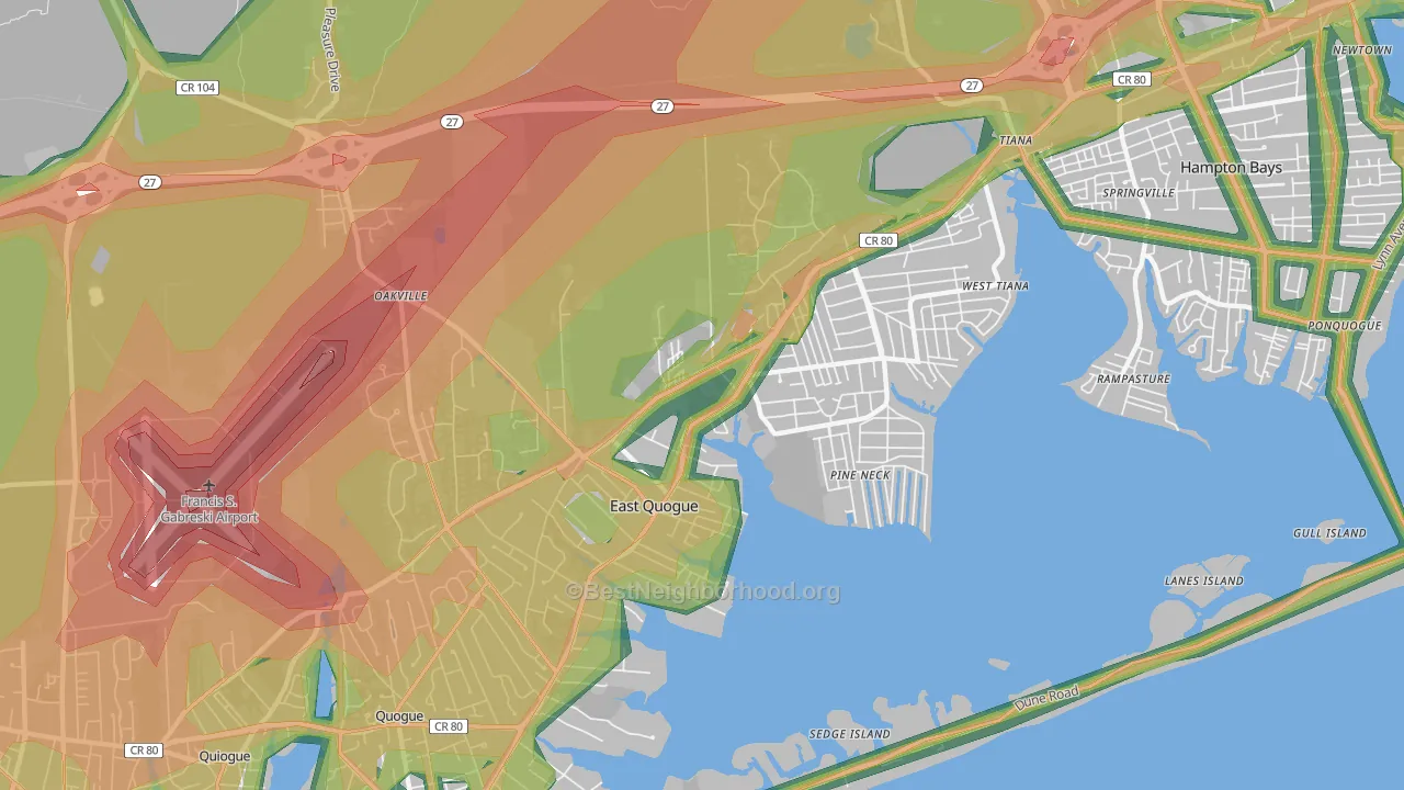 East Quogue, NY Map of Noise Levels in East Quogue
